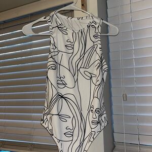 White & Black Face Bodysuit